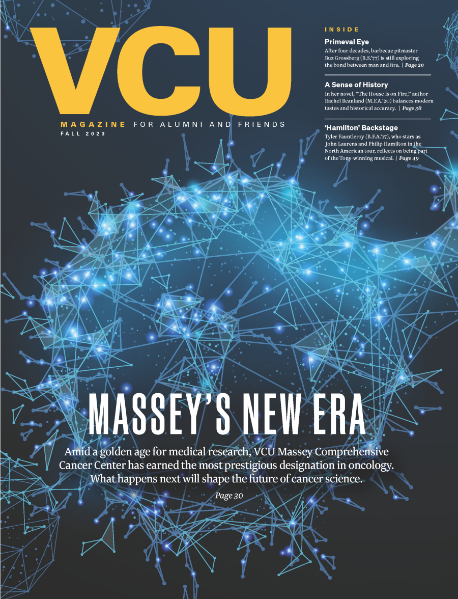 Cover image of VCU Magazine's fall 202 issue about the Massey Cancer Center