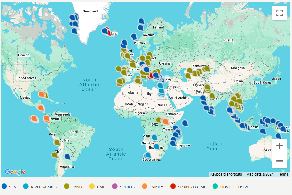 map of travels that Harvard alumni have taken