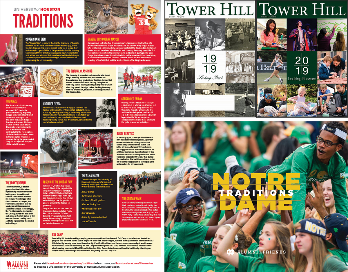 Tower Hill Schools, University of Houston, the University of Notre Dame magazines