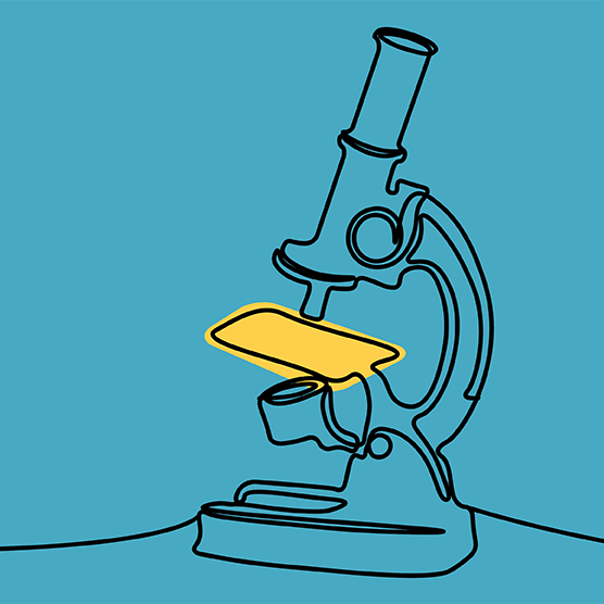 Microscope on a blue background