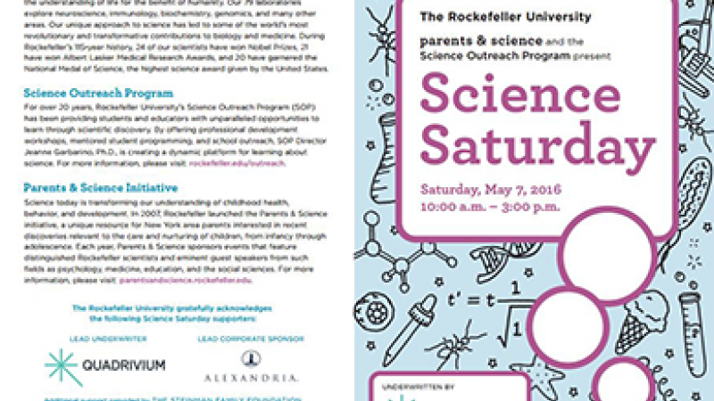 The Rockefeller University Science Saturday Invitation