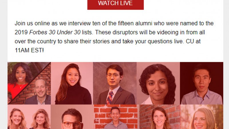 Cornell Forbes 30 Under 30 Digital Event