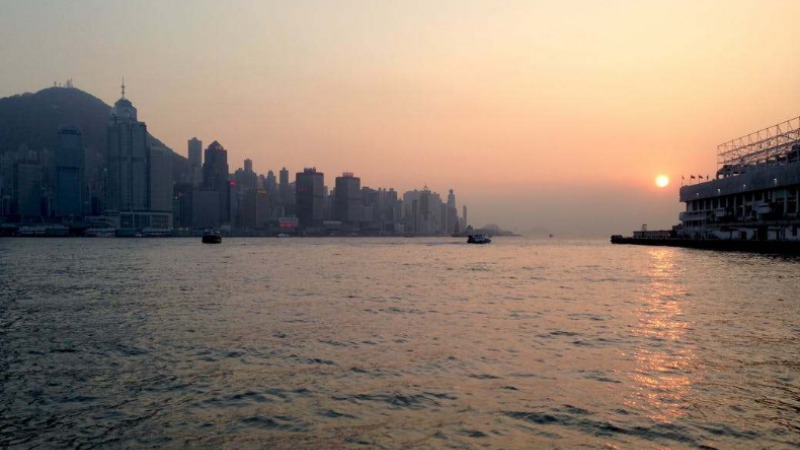 Sunset on Hongkong harbor