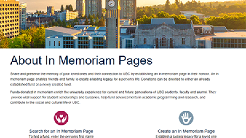 The University of British Columbia - UBC In Memoriam Site